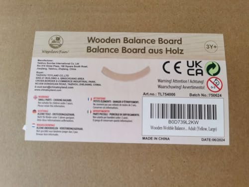 Wooden Wobble Balance Board, 32 Inch Rocker Board Natural Wood, Kids Toddler Open Ended Learning Toy, Yoga Curvy Board for Office & Classroom Adult - Large