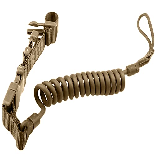 Tactical Pistol Lanyard 3 Colors Pistol Retention Lanyard for Military Police Law Enforcement Security Spring Strap Anti-Loss Elastic Pistol Coil Lanyard with Detachable Buckle for Belt MOLLE Backpack