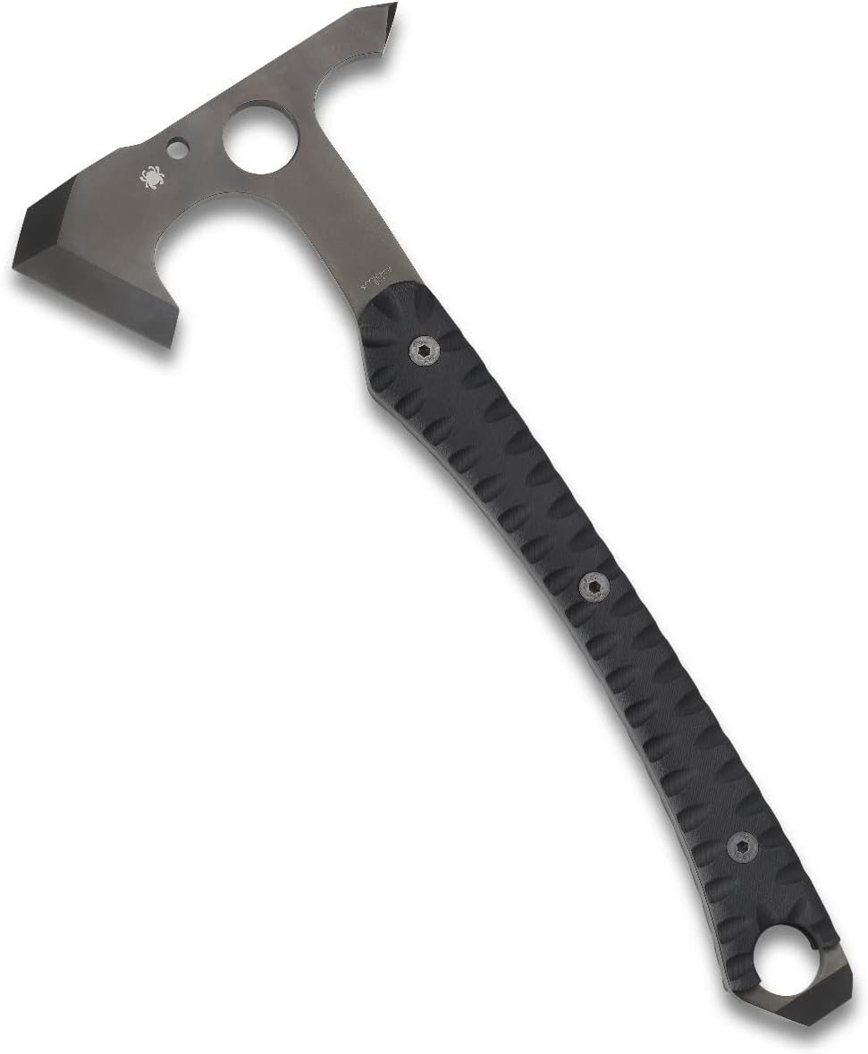 Spyderco Warrior Hawk Utility Tomahawk with Tough D2 Steel Head and 13.68" G-10 Scaled Handle - Includes Custom-Molded Boltaron Sheath and Padded Zipper Pouch - H03
