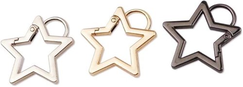 3 Pcs Star Shaped Stainless Steel Keychain Clip Carabiner Snap Hook Holder Star Carabiner Hook Clip Key Holder Carabiner Clip for Keys Wallet with Key Chain Rings Accessories (S) (Black，Silver，Gold