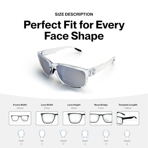 ZaTi Polarized Sunglasses with UV400 Protection, Category 3 Lenses, Shatter-Resistant Polycarbonate, Anti-Reflective Coating (Crystal/Silver Mirror)