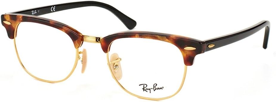 Ray-Ban RX5154 Clubmaster Eyeglasses 100% Authentic (51 mm, Havana with Gold Frame)