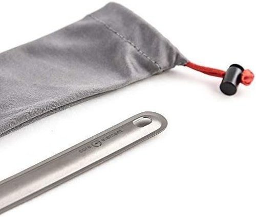 Core Element Pure Titanium 8.5" Long Handle Spork Outdoor Ultralight Bushcraft Campfire Flatware for Camping Backpacking Great for Freeze-dried meals Deep Pouch
