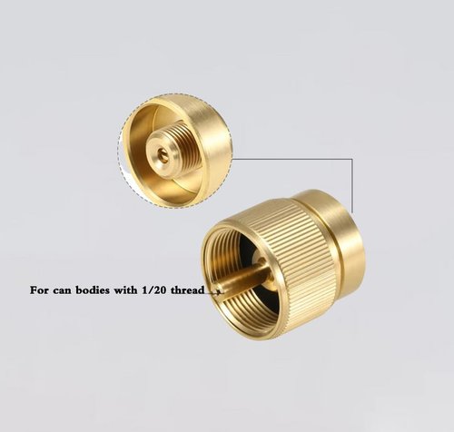 Butane filling adapter, camping stove burner gas filling adapter, butane propane adapter with exhaust pressure button, very suitable for propane tank/camping stove adapter. (Brass color 1, A)