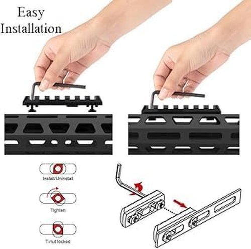 Gotical 9 Slots M-LOK Rail Section for M Lok Handguard, 9 Slots Picatinny Rail (Set of 2) Black