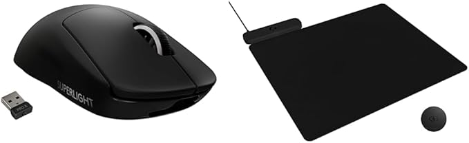 Logitech G Pro X Superlight Lightspeed Wireless Gaming Mouse + Powerplay 2 Wireless Charging Mouse Pad Bundle - Black