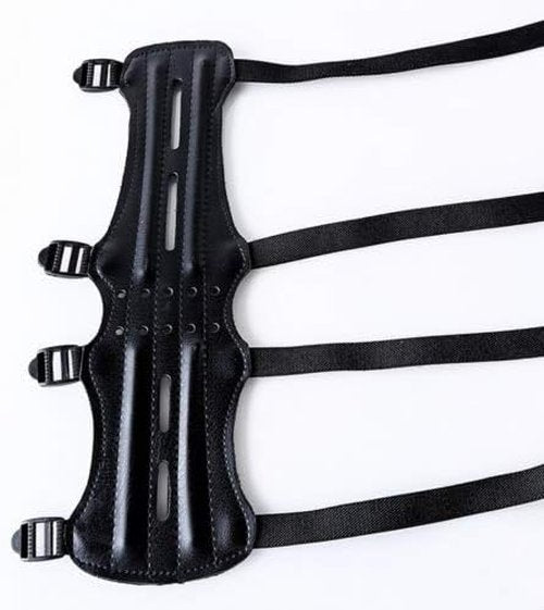 Archery Leather Arm Guard Long 4 Straps Forearm Protective Gear Hunting Arrow Bow