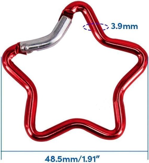 2Pcs Carabiner Clip Star Shaped Climbing Buckle, Camping Fishing Hiking Traveling Spring Loaded Carabiner, Gun Color Aluminum Alloy Heavy Duty Keyring, Keychain Carabiners Accessories