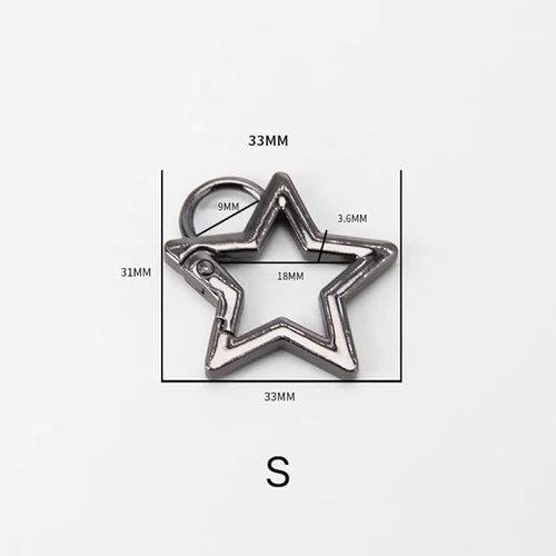3 Pcs Star Shaped Stainless Steel Keychain Clip Carabiner Snap Hook Holder Star Carabiner Hook Clip Key Holder Carabiner Clip for Keys Wallet with Key Chain Rings Accessories (S) (Black，Silver，Gold