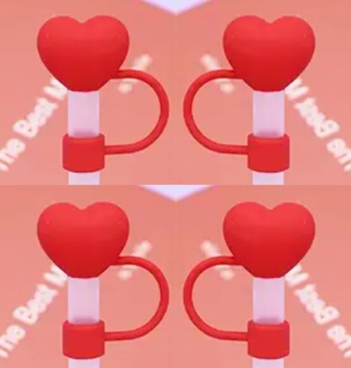 4PC Red Heart Straw Cover for Stanley 40&30 Oz Cup, 10mm Silicone Straw Covers Cap for Stanley Cup Accessories, Cute Topper for Tumblers, Cap Stopper for Reusable Straws Tip Lids