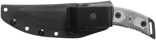 Tops Knives Loner Full Tang Fixed Blade- Black kydex Sheath w/Rotating Spring Steel clip (Black Linen Micarta)