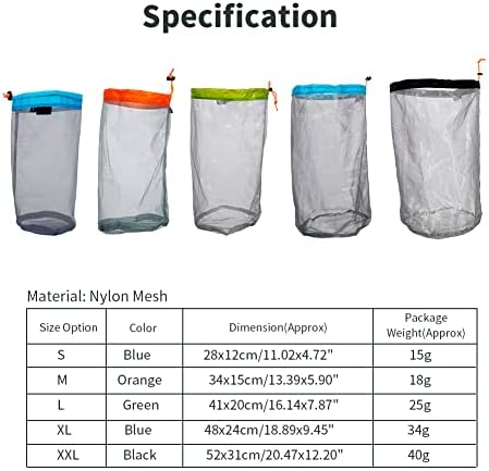 Mesh Storage Bag, Durable Nylon Drawstring Bag, Outdoor Storage Bag, Camping Essentials, Lightweight Hiking Bag, Travel Gear Organizer, for Camping, Hiking, Travel, and Picnic