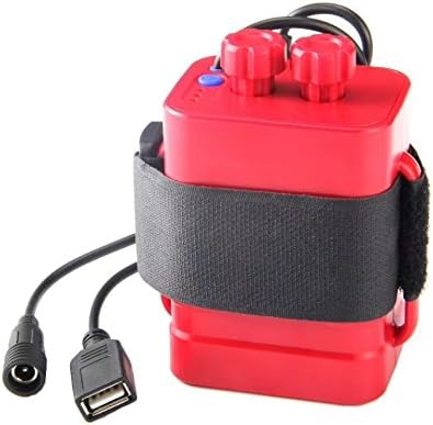 MINCHEN Bike Light Batteries Pack Case, Waterproof Case for 6 x 18650, 8.4V Rechargeable Cycling Safety Battery Pack Case House Cover with DC and USB Interface for Cycling Bike Light Headlamp(Red)