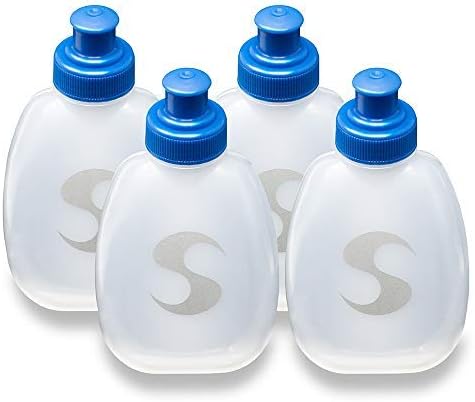 Synergy Reusable Handheld Hydration Running Water Bottles (4-Pack) (6oz 4-Pack, Blue)