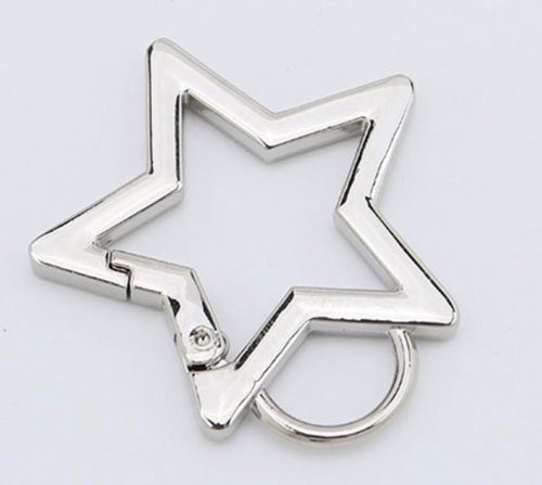 1pc Silver Star Carabiner Hook Clip Key Holder Carabiner Clip,Shaped Stainless Steel Keychain Clips Carabiners Snap Hook Holder for Keys and Wallet with Key Chain Rings,Keychain Carabiner Accessory