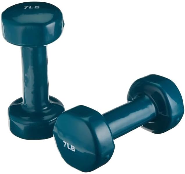 Sammons Preston Vinyl-Coated Iron Dumbbells, 1-Pound, Pair, Soft Easy-Grip Dumbbell Weights for Strength Training, Muscle Toning, Body Rehabilitation, and Physical Therapy, Home, Gym, and Clinical Use