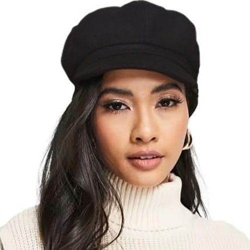 Women Beret Newsboy Hat, Fall Baker Boy Hat Women, 8 Panels Beret, Winter Paper Boy Cabbie Newspaper Boy Hat Black