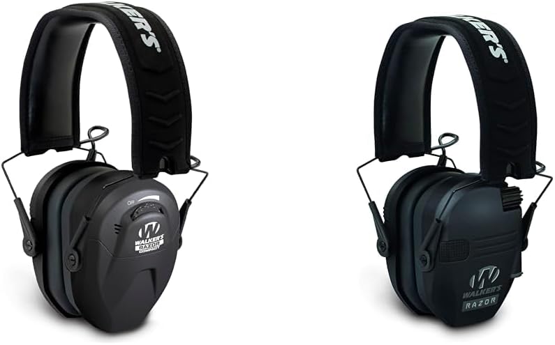 Walker's Razor Compact Electronic Youth/Women's 23dB NRR Noise-Canceling Hearing Protection Muff, 2 AAA Batteries Included