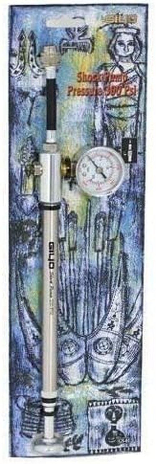 GIYO GS-01 Bike Fork Shock Micro Adjust Button Pump with Gauge, Max 300 psi, ST1410