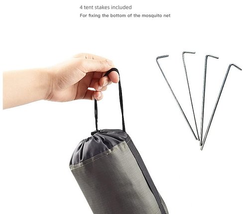 Camping Net with Carry Bag, Mosquito Net Bed Compact and Ultra-Light for Travel, Sleeping Bags, Tent Camping Canopy, Tent Pegs Attached, Without Sleeping Mat