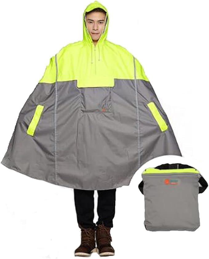 NEW Lightweight Cycling Rain Poncho Bike Hooded Raincoat Rain Cape with Reflector Strips