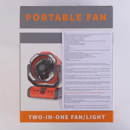 ELZO 20000mAh Camping Fan with LED Light, Portable Rechargeable Desk Tent USB Fan with Remote & Hook, 270°Head Rotation, Stepless Speed, with Sleep Mode for Home Outdoor Office Travel Fishing
