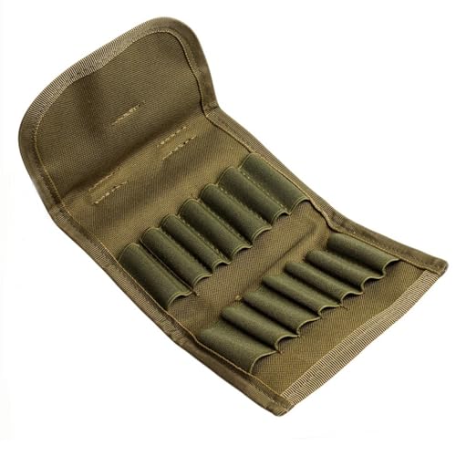 Tactical Ammo Pouch for Utility Hunting Rifle Foldable Ammo Wallet with Holds 14 Cartridges Firearm Ammunition Carrier Bag for Shooting Range with Gear Rifle Shell Holder Belt for Bullets