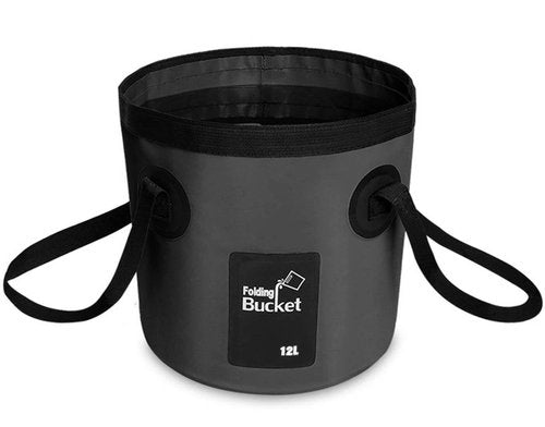 BANCHELLE Collapsible Bucket Water Container Portable Folding Camp Wash Basin for Outdoor Traveling Hiking Fishing Car Washing Gardening Camping (Blue 20L and Black 12L), Total 2 PCS