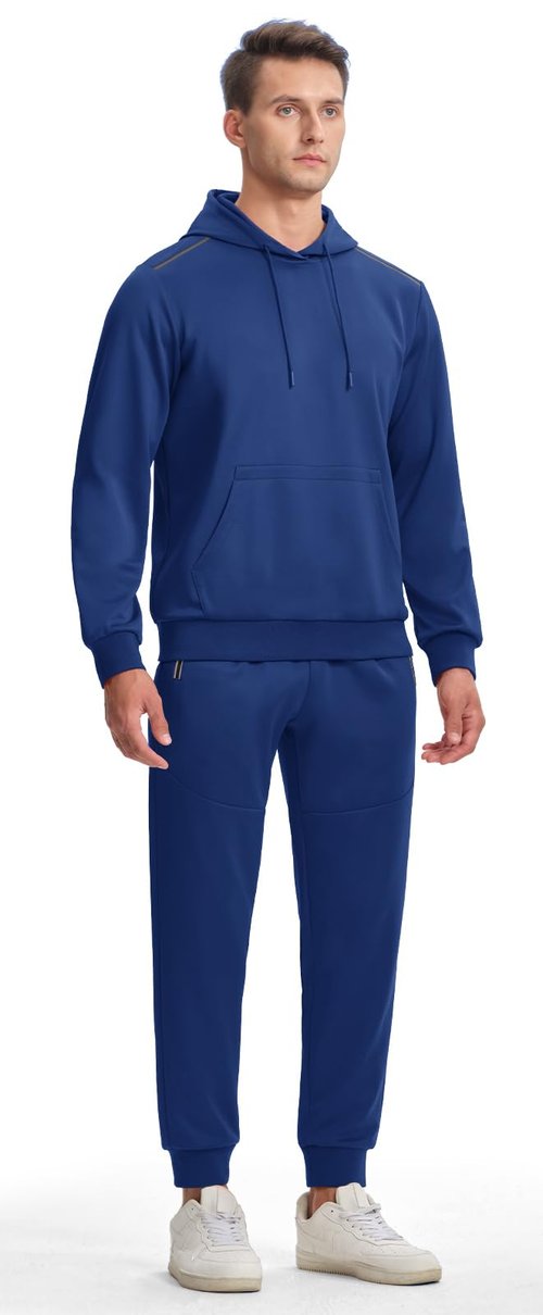 Rdruko Men's Track Suits 2 Piece Hoodie and Sweatpants Set for Men Jogger Workout Athletic Sweatsuit Tracksuits(Sapphire Blue, US L)