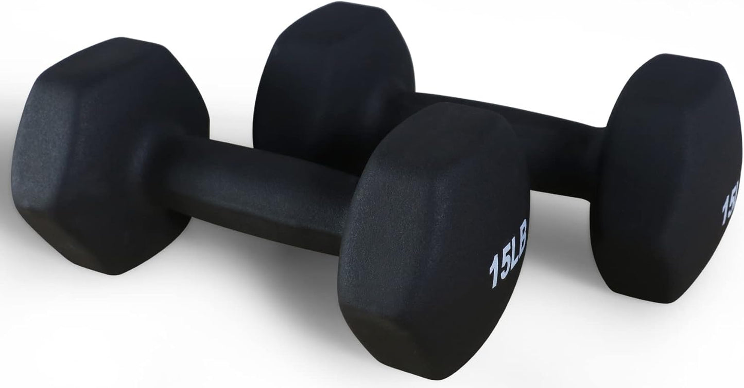 Neoprene Dumbbell Hand Weights, Anti-Slip, Anti-roll, Hex Shape Colorful, Pair or Set with Stand