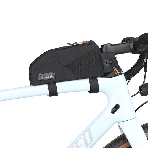 Rhinowalk Bicycle Top Tube Bag Bike Front Frame Bag Waterproof Bolt-On Screw Cycling Accessories Upper Pipe Nylon Pouch Pack for Mountain Road Bike(Black)