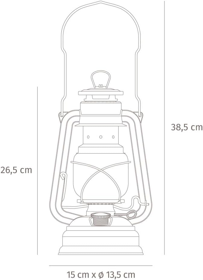 Outdoor Kerosene Fuel Lantern, German Made Weather Resistant Baby Special 276 Galvanized Hurricane Lamp for Camping or Patio, 10 Inches, Unpainted
