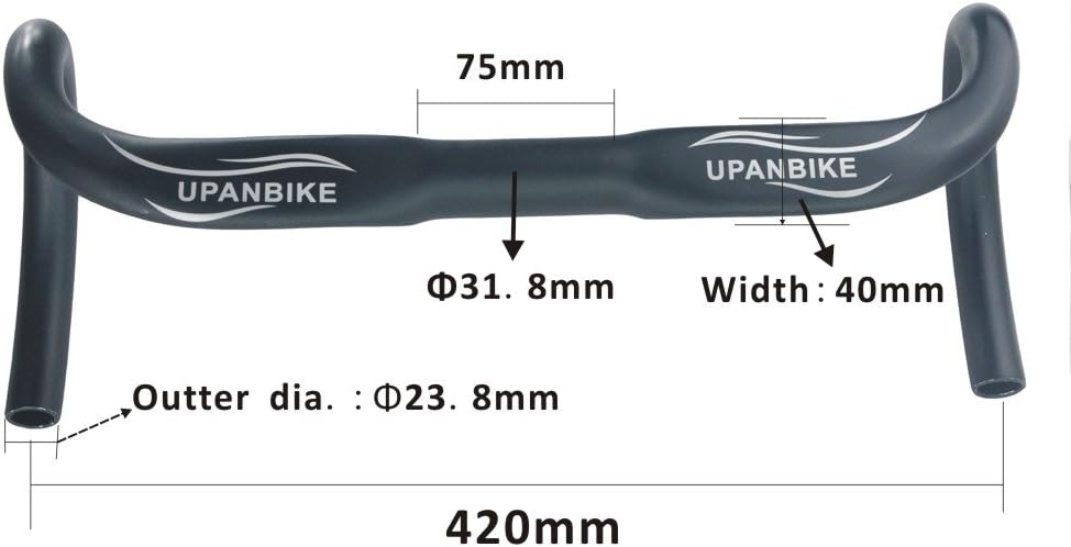 UPANBIKE Road Bike Handlebar Aero Drop Bar Aluminum Alloy 31.8mm*420mm Horns Bent Bar