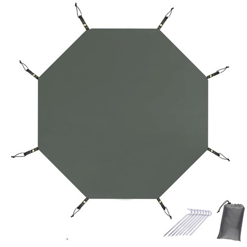 Farfly Waterproof Camping Tarp, Tent Footprint, Heavy Duty Tent Floor Saver, Octagon Ground Sheet Mat, Grey 151x151in