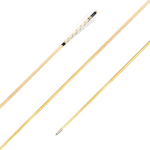 XTCXCARCHERY 32" Archery Wooden Target Practice Arrows with 5.9" Medieval Turkey Feather Fletching for Recurve &English & Traditional Longbow Hunting (Pack of 12) (White)