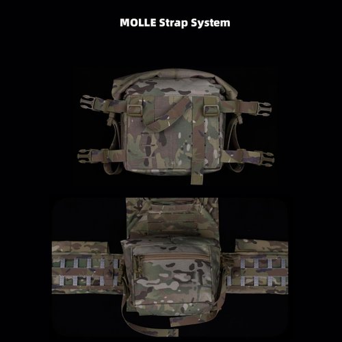 Tactical Expansion Pack Chest Bag,Large Capacity MOLLE Admin Pouch, Utility Chest Pouch for Placard Split Chest Rig