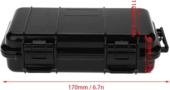 Tbest Outdoor Waterproof Shockproof Airtight Survival Box Storage Container Case Carry Box Black Dry Storage Box for Fishing Camping Hiking Outdoor Activities