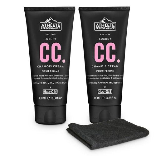 Muc-Off Luxury Chamois Cream Cycling Women 2-Pack, 100ml Each - Extreme Skin Lubricant - pH Balanced & Deeply Moisturizing | Ideal for Long Rides