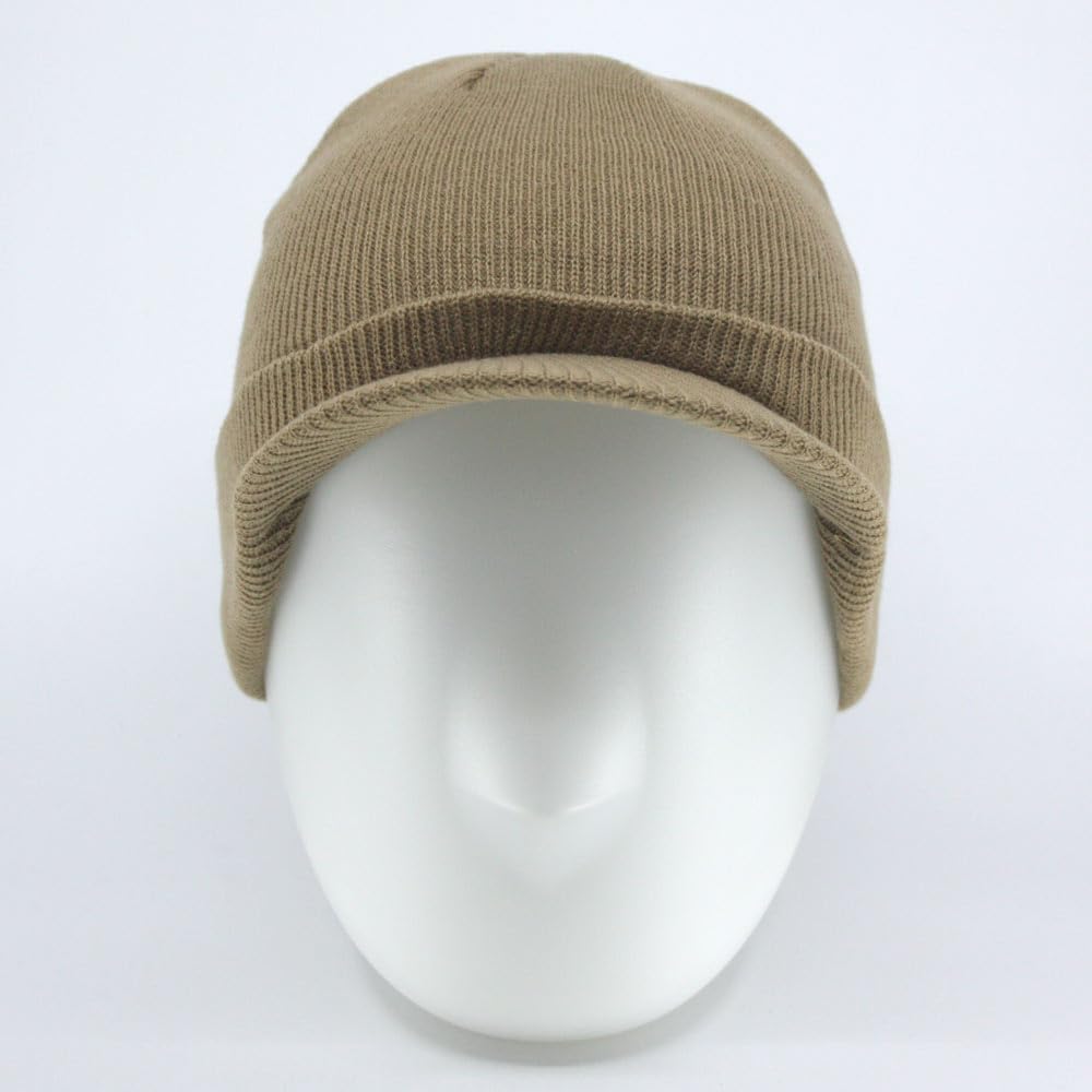 The Vintage Year Plain Sports Visor Billed Knit Radar Cuff Beanie