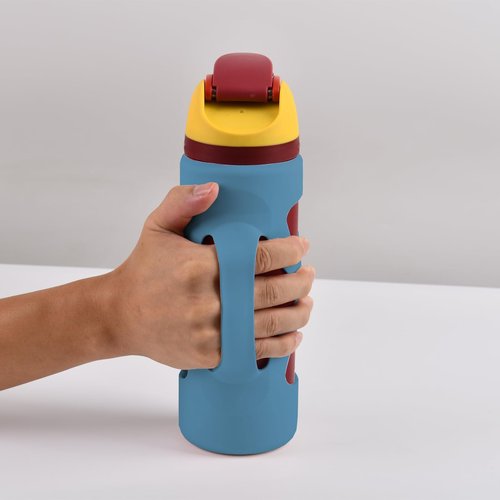 Bottle Bumper Silicone Boot Sleeve Protector with Handle for Owala Freesip Water Bottle 24 Oz, Protective Anti Scratch & Reduce Dent Sleeve Cover, Reusable Water Bottle Carrier Grip (Bule)