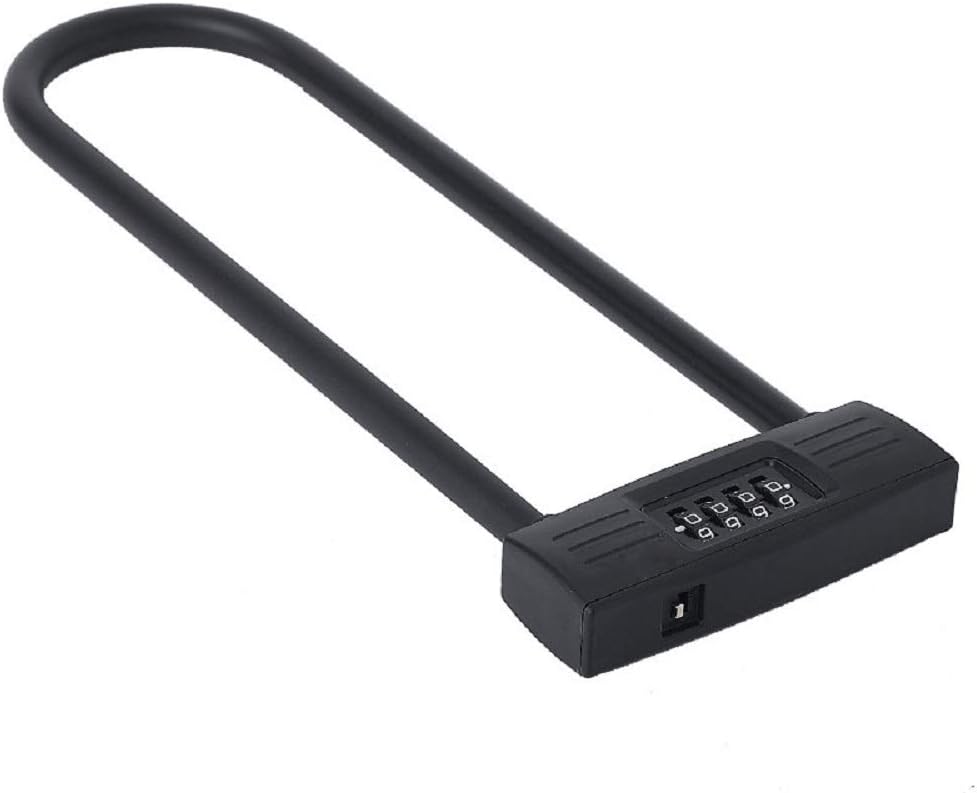 mioni 4 Digit U-Lock Motorcycle Lock/Bike Lock-resettable Combination U-Lock/D Bicycle Lock/Door Lock-, fix The Bicycle Without Carrying The Key. (Black)