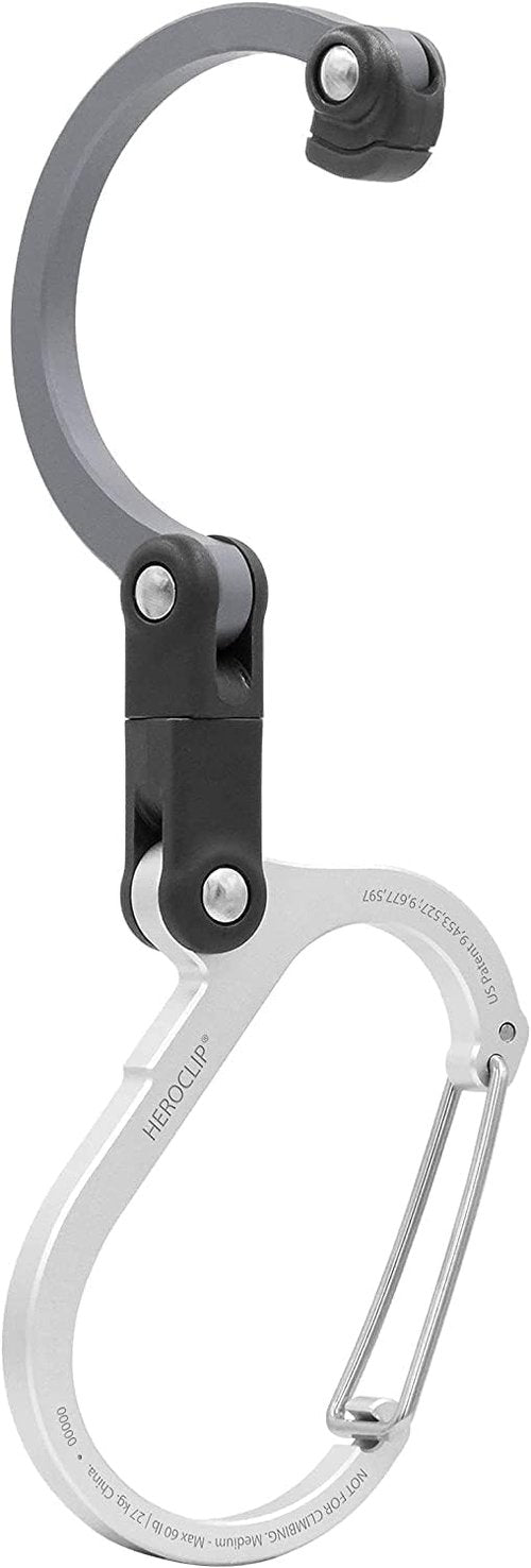 GEAR AID HEROCLIP 360° Swivel Carabiner Gear Clip and Hook (Medium) for Camping, Backpack, Suitcases and Garage Organization