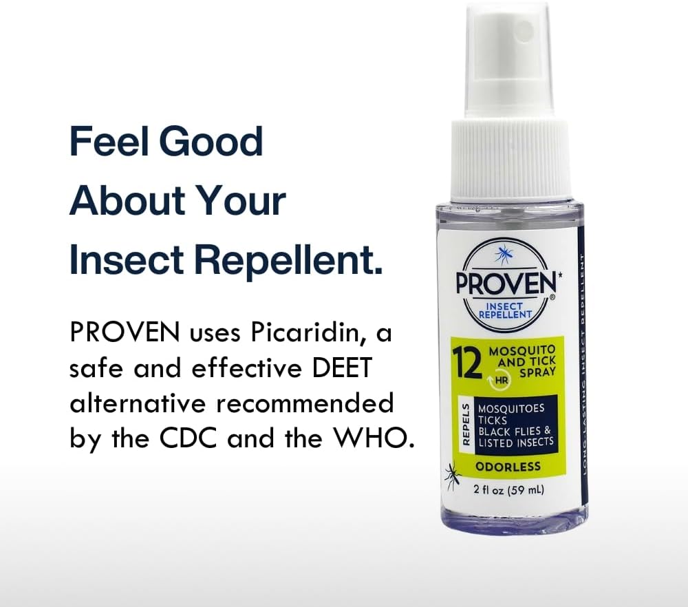 Proven Insect Repellent Spray, Keep Mosquitoes, Ticks and Flies Off, DEET Alternative Repellent, Up to 12-Hour Protection, Great for Camping or Hiking, 6 Ounce, Odorless Spray