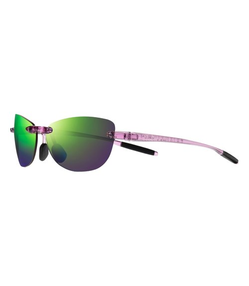 Revo Descend Pro Petite Polarized Sunglasses | Lightweight Wraparound Profile | Sporty Comfortable Frameless Design | Crystal Purple Frame/Evergreen Lens