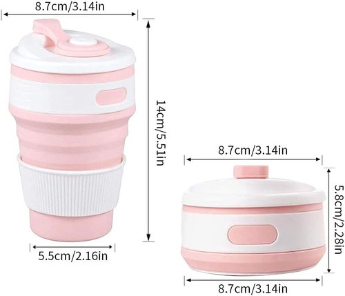 CLTEIN 12Oz Collapsible Cups for Coffee,Pocket Size and Reuseable Travel Mug with Lid,Food-Grade and BPA Free for Kids and Adults (Green)