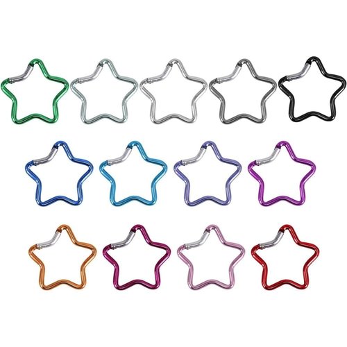 Zenarao 10Pcs Star Keychain, Heart Keychain Clip, Heart Star Carabiner Clip Set Cute Alloy Key Ring Perfect for Backpacks, Water Bottles, Keychains 5 Colors