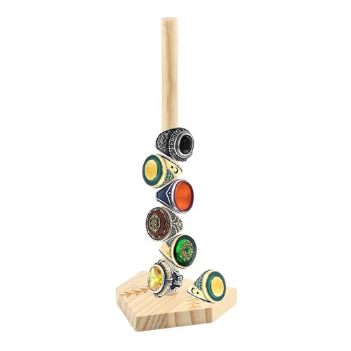 Baseball Wooden Ring Holder Softball Championship Ring Holder Stand Baseball Ring Display Stand Stacked Ring Storage Organizer Birthday Gift for Kids Dad Grandpa (wood Color)