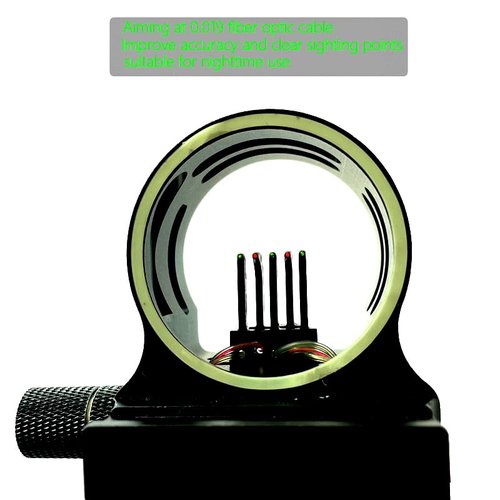 Compound Bow 5 Pin Sights - Long Bar Bow Sight, No Tools Required Adjust Elevation & Windage, with Sights Light & Lenses Adapter Archery Sight