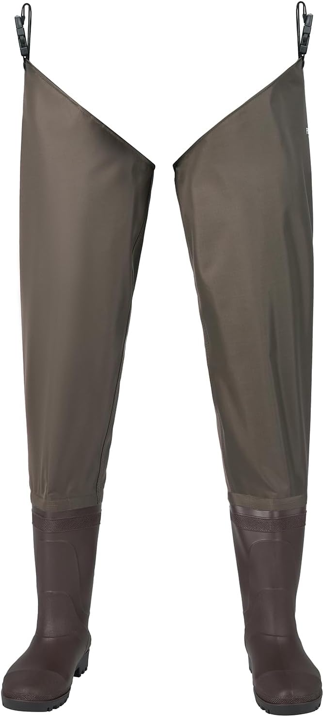 Hip Waders Waterproof Hip Boots Cleated 2-Ply Nylon/PVC Fishing Hip Wader