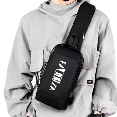 Crossbody Sling Bag for Men and Women – Anti-Theft Waterproof Shoulder Bag with USB Charging Port, Multi-Compartment Travel Daypack for Work, Hiking, and Daily Use, Black